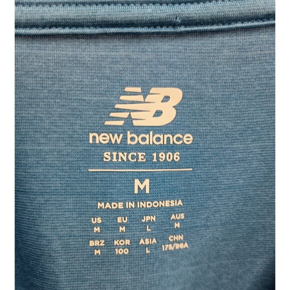 New Balance Mens Athletic Top Medium Blue Sport Tech Long Sleeve Pullover Tee - Picture 6 of 9